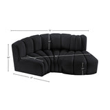 Arc Black Velvet Modular Sofa 103Black-S3D Meridian Furniture