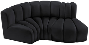 Arc Black Velvet Modular Sofa 103Black-S3D Meridian Furniture