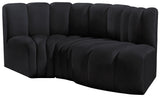 Arc Black Velvet Modular Sofa 103Black-S3D Meridian Furniture