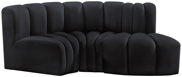 Arc Black Velvet Modular Sofa 103Black-S3D Meridian Furniture