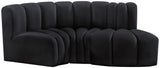 Arc Black Velvet Modular Sofa 103Black-S3D Meridian Furniture