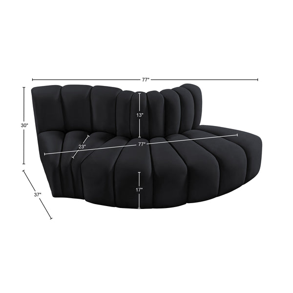 Arc Black Velvet Modular Sofa 103Black-S3E Meridian Furniture