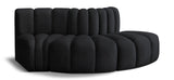 Arc Black Velvet Modular Sofa 103Black-S3E Meridian Furniture