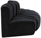 Arc Black Velvet Modular Sofa 103Black-S3E Meridian Furniture