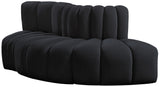 Arc Black Velvet Modular Sofa 103Black-S3E Meridian Furniture