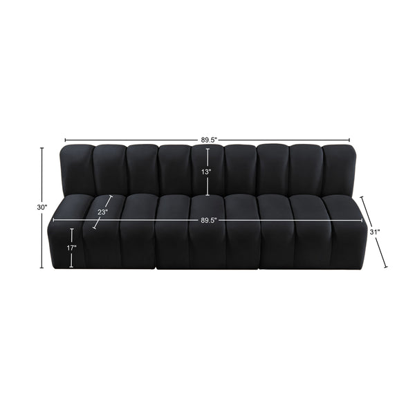 Arc Black Velvet Modular Sofa 103Black-S3F Meridian Furniture