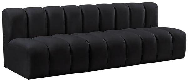 Arc Black Velvet Modular Sofa 103Black-S3F Meridian Furniture