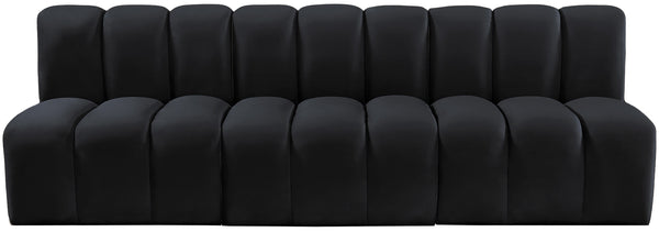 Arc Black Velvet Modular Sofa 103Black-S3F Meridian Furniture