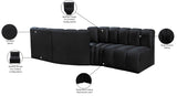 Arc Black Velvet Modular Sofa 103Black-S4A Meridian Furniture