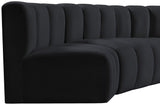 Arc Black Velvet Modular Sofa 103Black-S4A Meridian Furniture