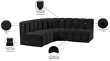 Arc Black Velvet Modular Sofa 103Black-S4B Meridian Furniture