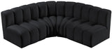 Arc Black Velvet Modular Sofa 103Black-S4B Meridian Furniture