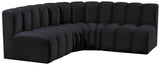 Arc Black Velvet Modular Sofa 103Black-S4B Meridian Furniture