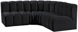 Arc Black Velvet Modular Sofa 103Black-S4B Meridian Furniture