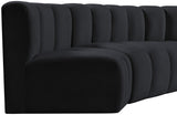 Arc Black Velvet Modular Sofa 103Black-S4B Meridian Furniture