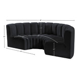 Arc Black Velvet Modular Sofa 103Black-S4C Meridian Furniture