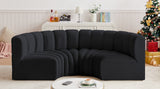 Arc Black Velvet Modular Sofa 103Black-S4C Meridian Furniture