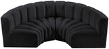 Arc Black Velvet Modular Sofa 103Black-S4C Meridian Furniture