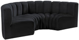 Arc Black Velvet Modular Sofa 103Black-S4C Meridian Furniture