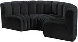 Arc Black Velvet Modular Sofa 103Black-S4C Meridian Furniture