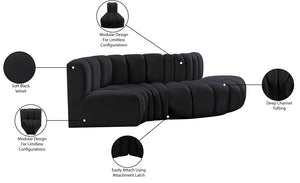 Arc Black Velvet Modular Sofa 103Black-S4D Meridian Furniture