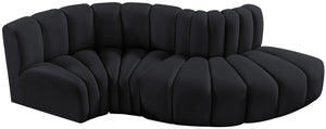 Arc Black Velvet Modular Sofa 103Black-S4D Meridian Furniture