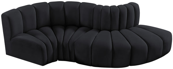 Arc Black Velvet Modular Sofa 103Black-S4D Meridian Furniture