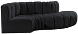 Arc Black Velvet Modular Sofa 103Black-S4D Meridian Furniture