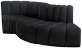 Arc Black Velvet Modular Sofa 103Black-S4D Meridian Furniture