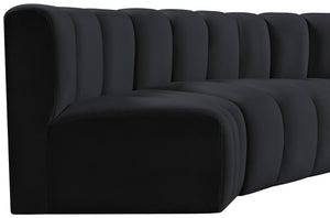 Arc Black Velvet Modular Sofa 103Black-S4D Meridian Furniture