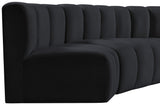 Arc Black Velvet Modular Sofa 103Black-S4D Meridian Furniture