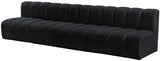 Arc Black Velvet Modular Sofa 103Black-S4E Meridian Furniture