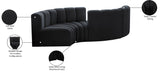 Arc Black Velvet Modular Sofa 103Black-S4F Meridian Furniture