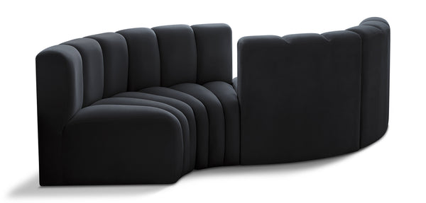 Arc Black Velvet Modular Sofa 103Black-S4F Meridian Furniture