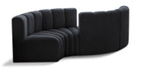 Arc Black Velvet Modular Sofa 103Black-S4F Meridian Furniture