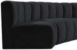 Arc Black Velvet Modular Sofa 103Black-S4F Meridian Furniture