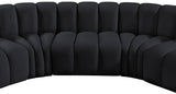 Arc Black Velvet Modular Sofa 103Black-S5A Meridian Furniture