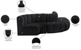 Arc Black Velvet Modular Sofa 103Black-S5B Meridian Furniture