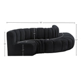 Arc Black Velvet Modular Sofa 103Black-S5B Meridian Furniture