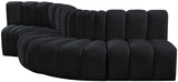 Arc Black Velvet Modular Sofa 103Black-S5B Meridian Furniture