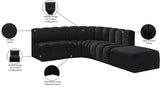 Arc Black Velvet Modular Sofa 103Black-S5C Meridian Furniture