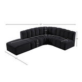 Arc Black Velvet Modular Sofa 103Black-S5C Meridian Furniture