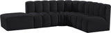 Arc Black Velvet Modular Sofa 103Black-S5C Meridian Furniture