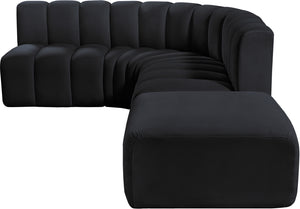 Arc Black Velvet Modular Sofa 103Black-S5C Meridian Furniture