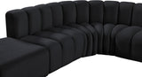 Arc Black Velvet Modular Sofa 103Black-S5C Meridian Furniture