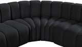 Arc Black Velvet Modular Sofa 103Black-S5C Meridian Furniture