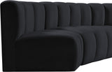 Arc Black Velvet Modular Sofa 103Black-S5C Meridian Furniture