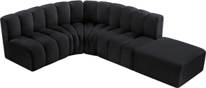 Arc Black Velvet Modular Sofa 103Black-S5C Meridian Furniture