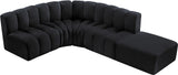 Arc Black Velvet Modular Sofa 103Black-S5C Meridian Furniture