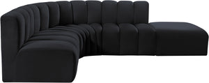 Arc Black Velvet Modular Sofa 103Black-S5C Meridian Furniture